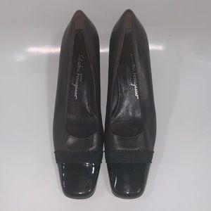 Salvatore Ferragamo Leather Grosgain Trim Pumps Size 8